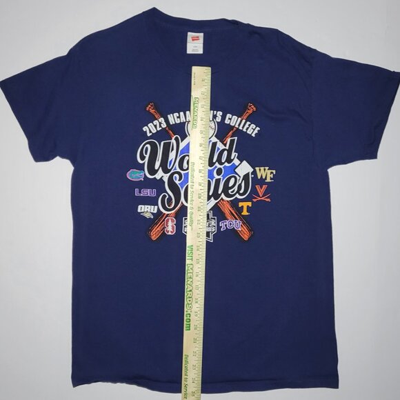 Hanes 2023 Mens Navy Blue College World Series T Shirt with Graphics Size Large - Picture 6 of 8